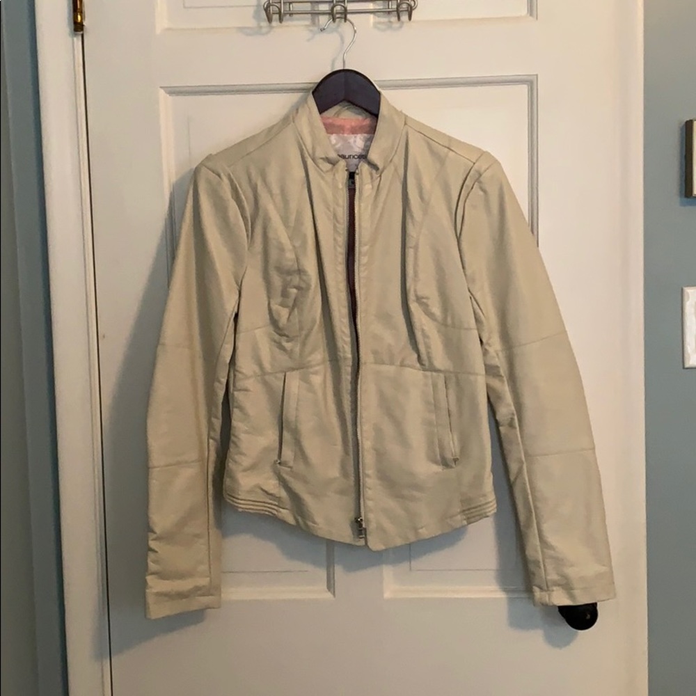 White/Tan Women’s Leather Jacket